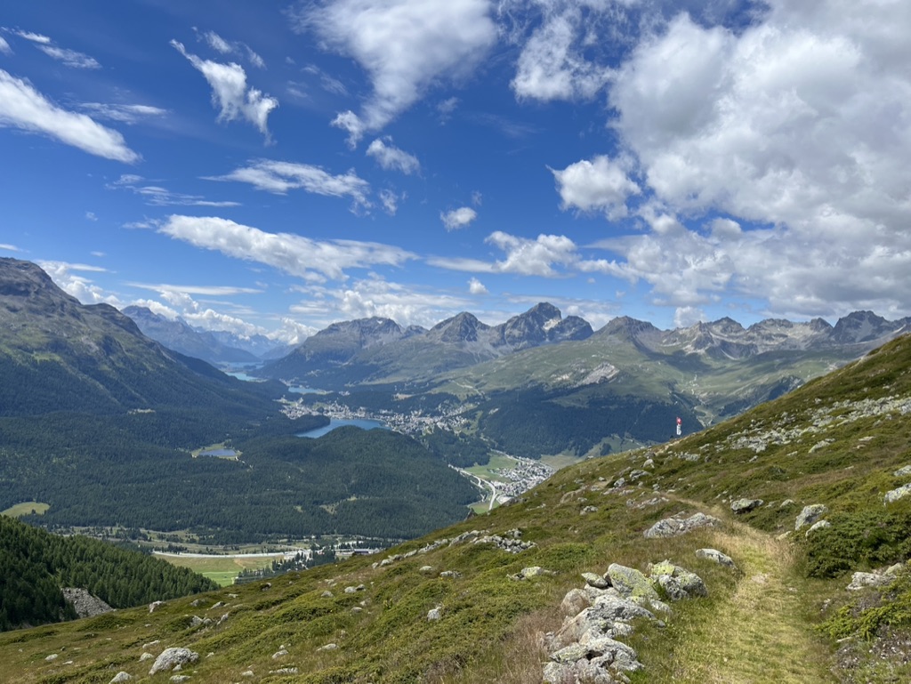 Muottas Muragl — trail path above St. Moritz, summer